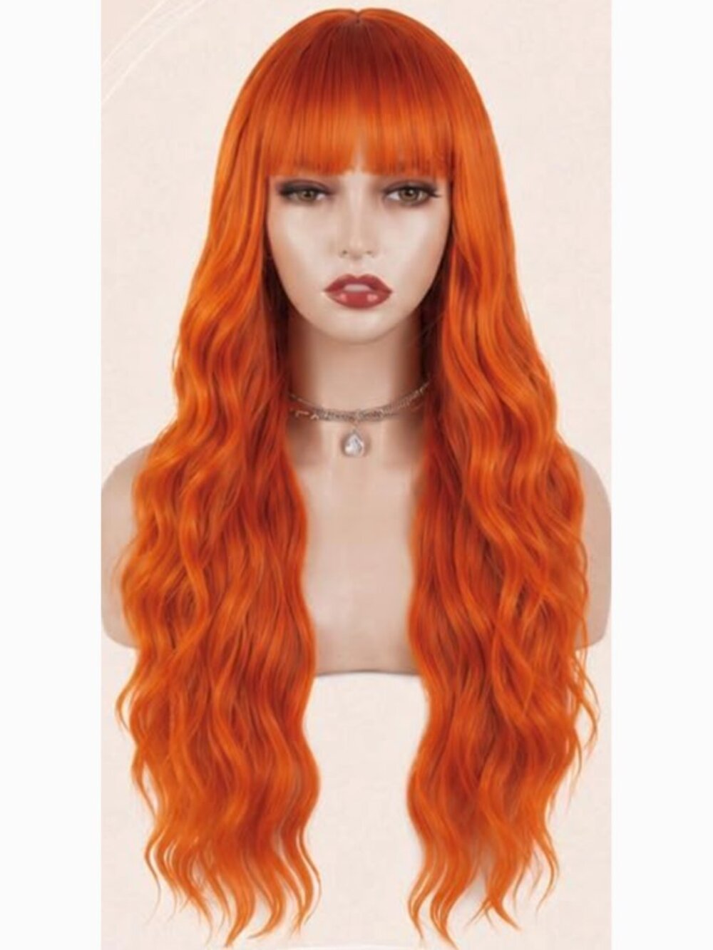 26" Wavy Orange Costume Wig with Bangs
